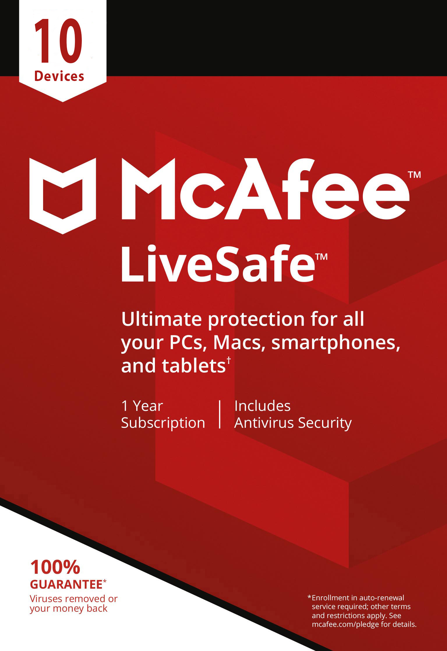 mcafee live safe 10 devices 1 year revised main image