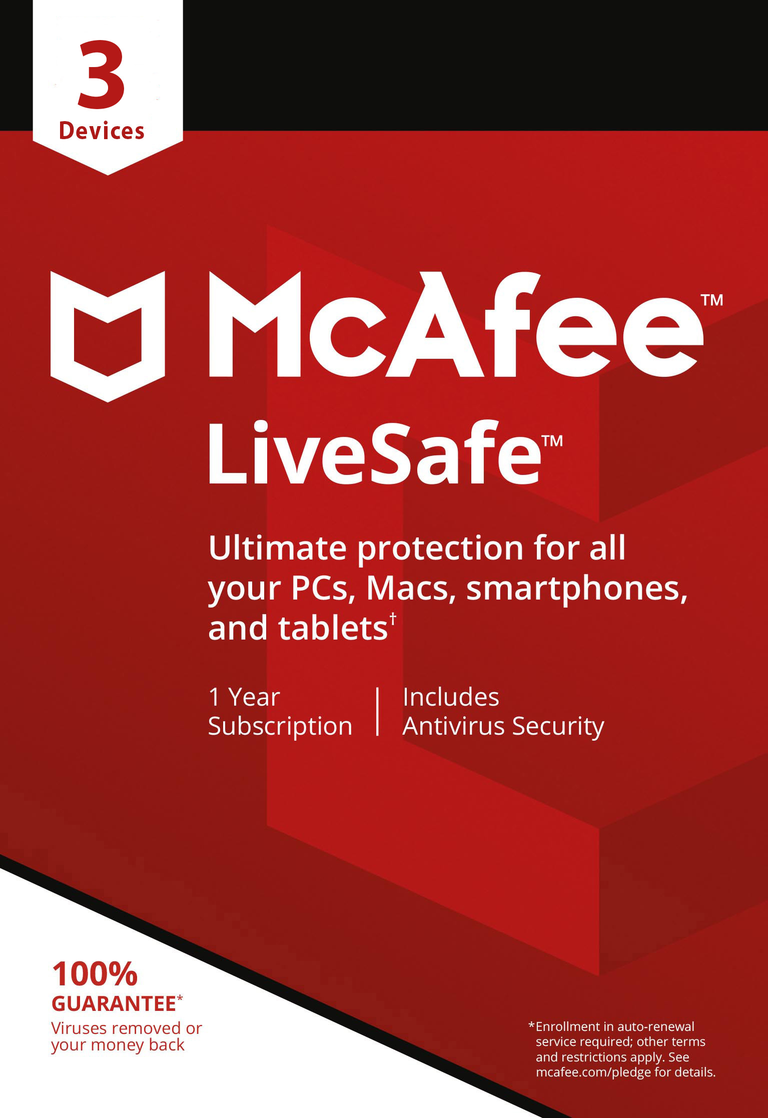 mcafee live safe 3 devices 1 year