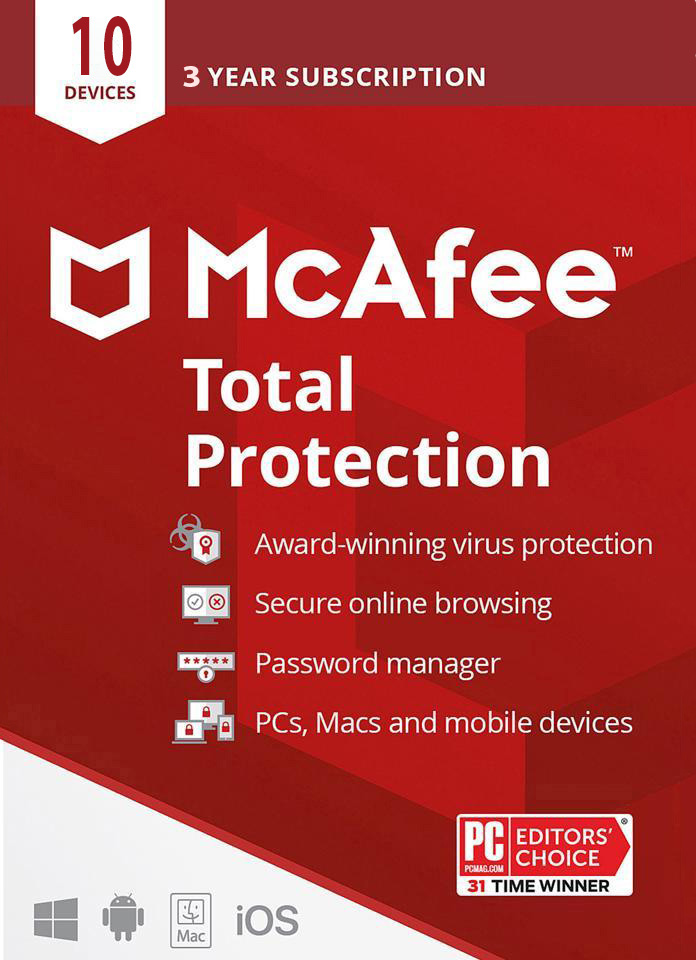 mcafee total 10 user 3 year main image